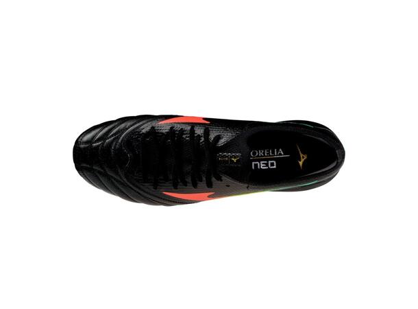 Morelia Neo V ß Elite Sort/Oransje 8,5 Fotballsko til naturgress 