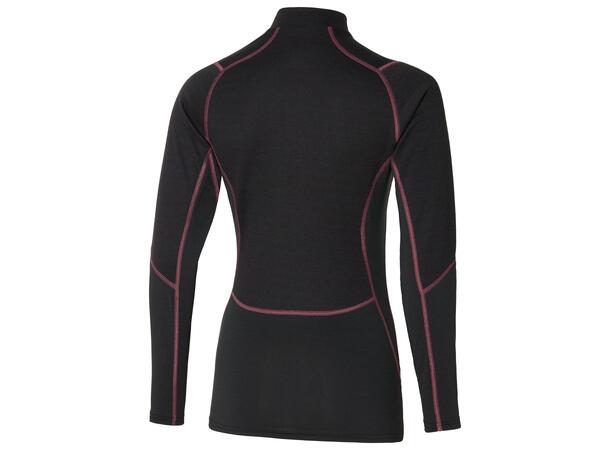 Merino Wool H/Z W XS Sort/Lilla Half Zip med merinoull 