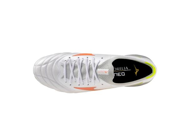 Morelia Neo V ß Elite Hvit/Oransje 9,5 Fotballsko til naturgress 